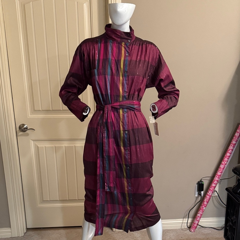 Vintage Adini (80’s) Striped muti color Women's Dress-Sz Small